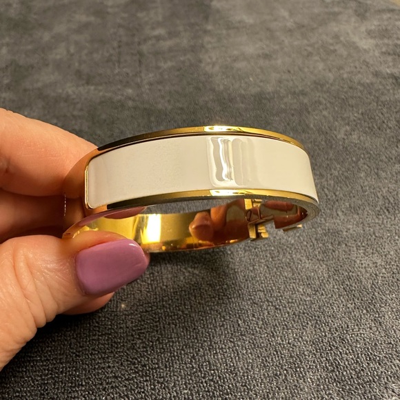 Hermes Gold and White Clic H Bracelet - Picture 7 of 11